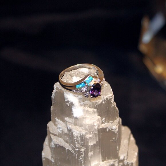 Beautiful 925 Purple Scapolite with Synthetic Blue Opal - Picture 3 of 4